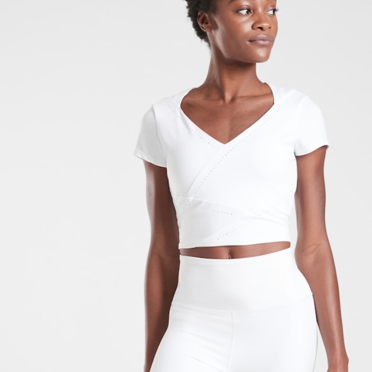 Athleta It’s A Wrap Crop Tee Bright White